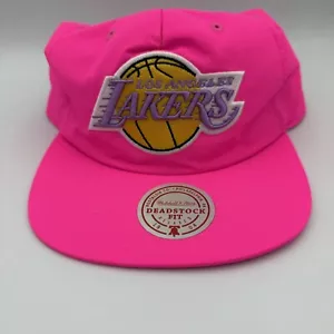PARA HOMBRES MITCHELL & NESS NBA NEÓN NYLON SNAPBACK HWC LAKERS - ROSA - Imagen 1 de 5