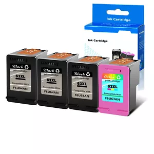 Cartuchos de tinta de color 3 piezas negros y 1 pieza para HP 63XL Deskjet 1110 1112 2130 2132 - Imagen 1 de 8