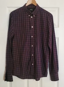 A.P.C. Rue Madame Paris Cotton Check Long Sleeve Shirt - Size Large - Picture 1 of 4