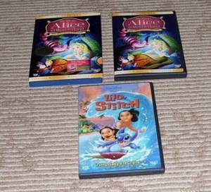Disney Animated 2 Movie DVD Lot! Alice in Wonderland + Lilo & Stitch! Complete - Picture 1 of 4