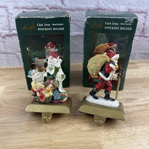 Lot Of Two Vintage Santa's Work And Elf Magic. Hand-Painted Stocking Holder - Picture 1 of 13
