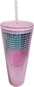 NUOVO Starbucks 2021 estate rosa e blu griglia caleidoscopio 24 oz Venti bicchiere - Foto 1 di 4