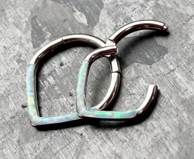 1pc Chevron Opal Front Hinged Segment Ring Steel Septum Hoop Helix Daith - Image 1 of 4