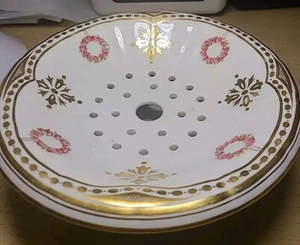 Antique 1890c Minton Gilt Rose Wreath Strainer Bowl - Picture 1 of 17