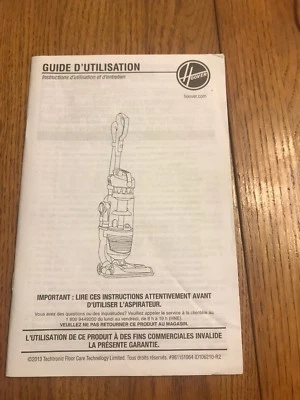 Guide D’Utilisation HOOVER…Instruction Manual Only Ships N 24h - Image 1 of 2