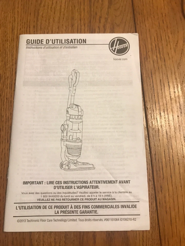 Guide D’Utilisation HOOVER…Instruction Manual Only Ships N 24h - Image 1 of 2