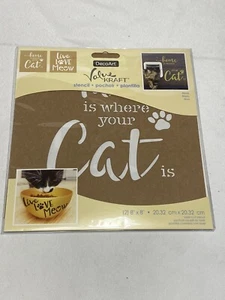 decoart 2er Set Katzenschablonen Home Live Love Meow 8x8 cm - Bild 1 von 5