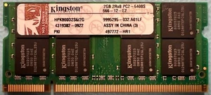 Kingston HPK800D2S6/2G 2GB DDR2-800Mhz PC2-6400 800MHz SODIMM Memory RAM - Picture 1 of 1