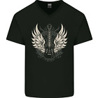 Guitar Wings Rock n Roll Music Heavy Metal Mens V-Neck Cotton T-Shirt