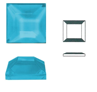 ULLMANNGLASS Rautenflachkopfquadrat, 2 Stk., Ränder gepresst, ca. 12x12 mm, h ca. 5 mm