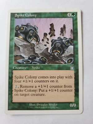 MTG Magic The Gathering Card Spike Colony Creature Spike Green Stronghold 1999 - Image 1 of 2