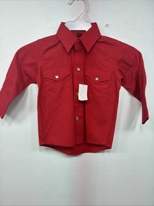 New Kids White Horse Red Long Sleeve Pearl Snap Size 1 DD-153 - Picture 1 of 12