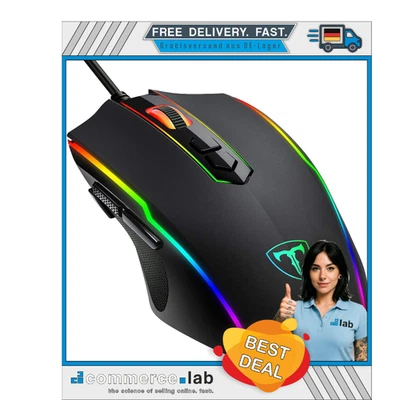 RGB Gaming Maus,Vollion Gamer Maus mit 8 Programmierbare Tasten 7200DPI/RGB-B... - Bild 1 von 4