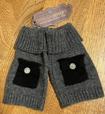 Guantes de punto sin dedos grises de jengibre broches de presión de moda nuevos con etiquetas Foto 1 de 4