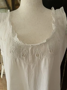 AntiqueNightgown White Cotton L - Edwardian Nightgown - Picture 1 of 24