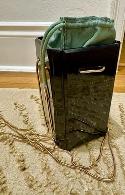 Zara Black Acrylic/plastic Box Bag Purse Green Drawstring Inside New Chain Strap - Image 1 of 4