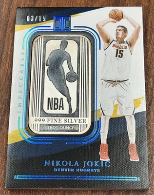 2020-21 Panini Impeccable Nikola Jokic #8 NBA Logoman Silver Bar /15 Nuggets MVP - Image 1 of 2