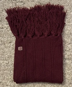 Women’s Purple Stretch Ribbed Tight Knit Fringed Scarf 72” x 7” - Picture 1 of 4
