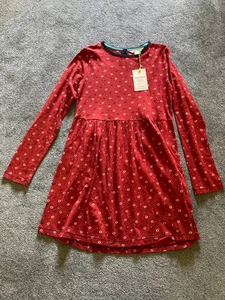 White Stuff Girls Oceanna Long Sleeve Cotton Jersey Red Dress NEW Age 9-10 - Picture 1 of 9