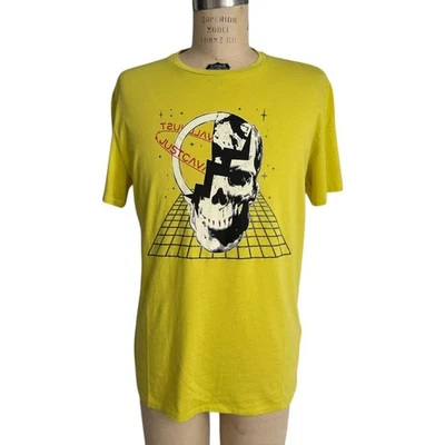 NEW Just Cavalli Mens Yellow Skull Graphic T Shirt Mens XL 100% Cotton Crew Neck - Image 1 of 4
