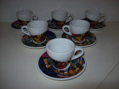 Ensemble de 6 tasses et 6 soucoupes expresso MALONGO modèle TUTTI COLORI - Photo 1/4