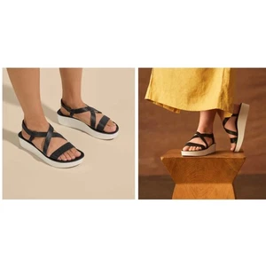 New NWT Olukai Onohi Strappy Black White Sandals Size 8 - Picture 1 of 10