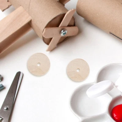 30 Pcs Small Wood Wheels Wooden Wheels for Crafts Art Projects - Image 1 of 4