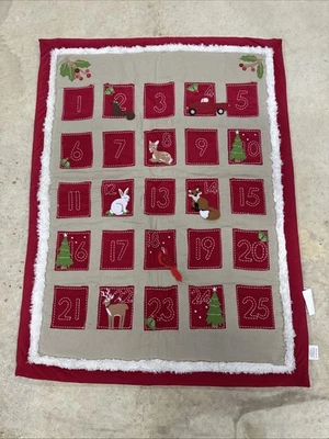 NWOT POTTERY BARN KIDS 100% Cotton Red/Tan Wall Advent Christmas Calendar - Image 1 of 4