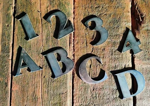 Metall Buchstaben Zahlen 3" kleines Schild Haus Geschäft Garten Cafe Bar Wand Tür Wort - Bild 1 von 37