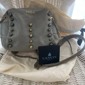 Lanvin Women's Shoulder Bag Studded Chain Strap Aqua Gold Silver Leather Ladies - Picture 1 of 6