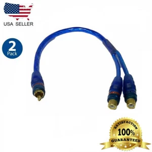 2PCS RCA AUDIO Y-cord SPLITTER CABLE 1ONE M MALE MONO JACK TO 2TWO F FEMALE PLUG - Picture 1 of 4
