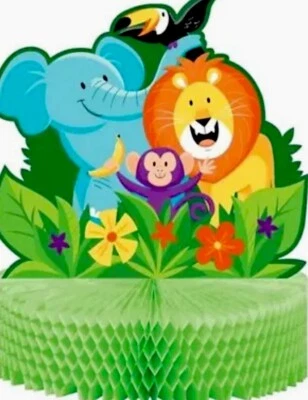Jungle Safari Honeycomb Shaped Centerpiece 11.2" x 9" Paper Birthday Decorations - Image 1 of 2
