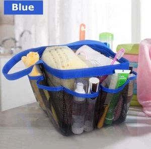 Blue Shower Quick Dry Pocket Portable Mesh Basket Bag Breathable Organiser Tote - Picture 1 of 3