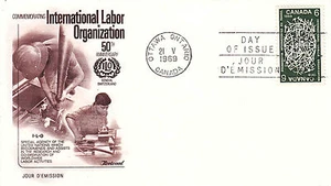 Canada FDC Sc # 493 Globe and Tools of Trades with Fleetwood cachet- WW 7349 - Picture 1 of 1