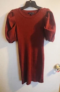 JEALOUS TOMATO/BURNT ORANGE SHIMMER PUFF SLEEVE TOP DRESS/SHORT/SZ LG - Picture 1 of 5