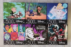 Lot of 6-Disney 500 Pc Puzzles Mickey Minnie,Villains, Sleeping Beauty etc.NEW - Picture 1 of 7