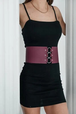 Genuine Leather waist belt, burgundy waist belt, waist harness belt, Wide waist - Image 1 of 4