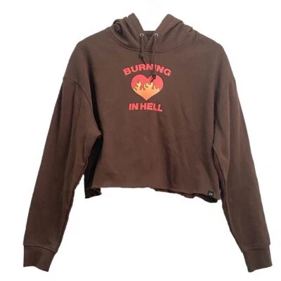 Zumiez JV by Jac Vanec Burning Hell Brown Cropped Hoodie Size L NWT - Image 1 of 4