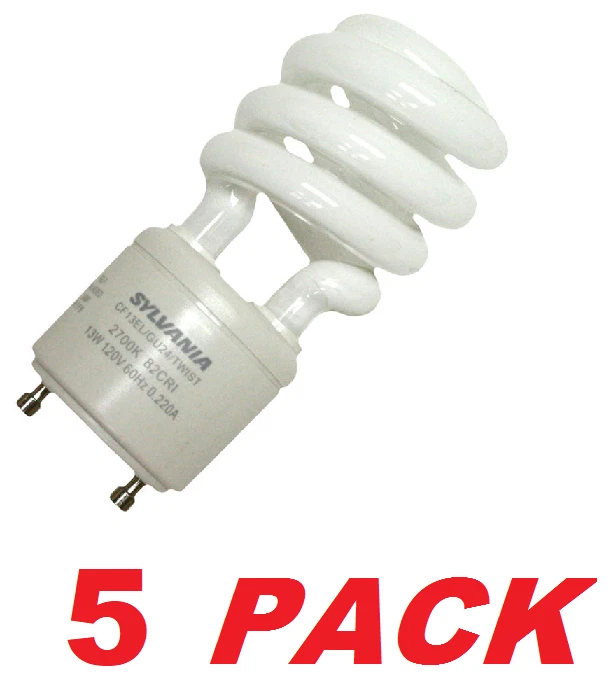Sylvania 28957 Spiral Light Bulb 13W Replaces 60W T2 Compact GU24 Base (5 PACK)  - Image 1 of 1