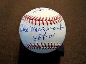 BILL MAZEROSKI PITTSBURGH PIRATES HOF FULL STAT SIGNED AUTO BASEBALL JSA BEAUTY2 - Picture 1 of 4