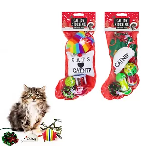 More details for christmas cat toy stockings pet kittens xmas treats catnip ball toys gifts uk