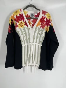STORY BOOK KNITS women's button up sweater cardigan size 1X floral long sleeve - Picture 1 of 15