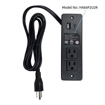 Emomo 2 Outlet Recessed Power Strip HX66P2U2R with USB A C Ports for Lift Chair