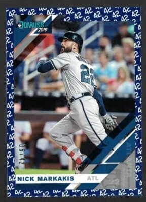 NICK MARKAKIS 2019 PANINI DONRUSS 42 TRIBUTE PARALLEL #177 06/42 - Image 1 of 2