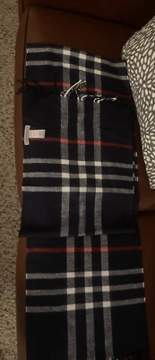 Bufanda tejida diseño a cuadros azul selva tropical 11,5 x 61 pulgadas Foto 1 de 3