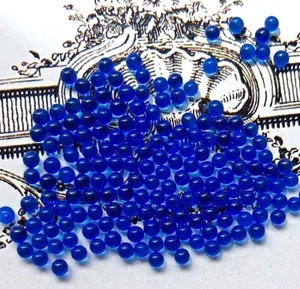 2mm Ballotini Balls,Vintage Sapphire Beads,Solid Glass Balls Eyes Solid #1709 - Picture 1 of 9