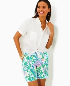 NWT Lilly Pulitzer Aldora Linen Short Resort White Just A Pinch Size 0 - Picture 1 of 6