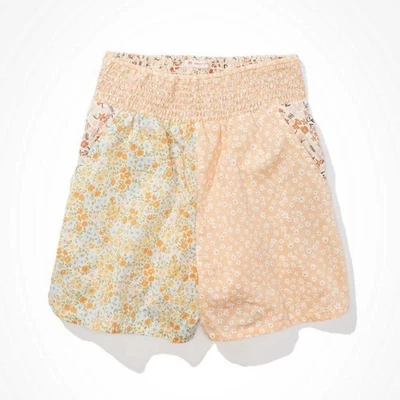 Шорты курортные American Eagle с цветочным рисунком оранжевые богемные со смешанным принтом с карманами на высокой талии M - Изображение 1 из 4