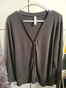 Womens Gray 2xl Zenana Outfitters Button Up Sweater - Picture 1 of 3