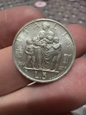 5 Lire 1936 Fecondità qFDC Regno Vittorio Emanuele III - Immagine 1 di 2